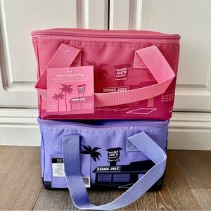Two Both Trader Joe’s Insulated Mini Cooler Bags totes lunch NEW pink lavender